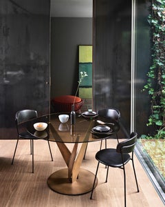 Fiam Italia Epsylon  Round Bronze Glass Table  by Fabio Di Bartolomei