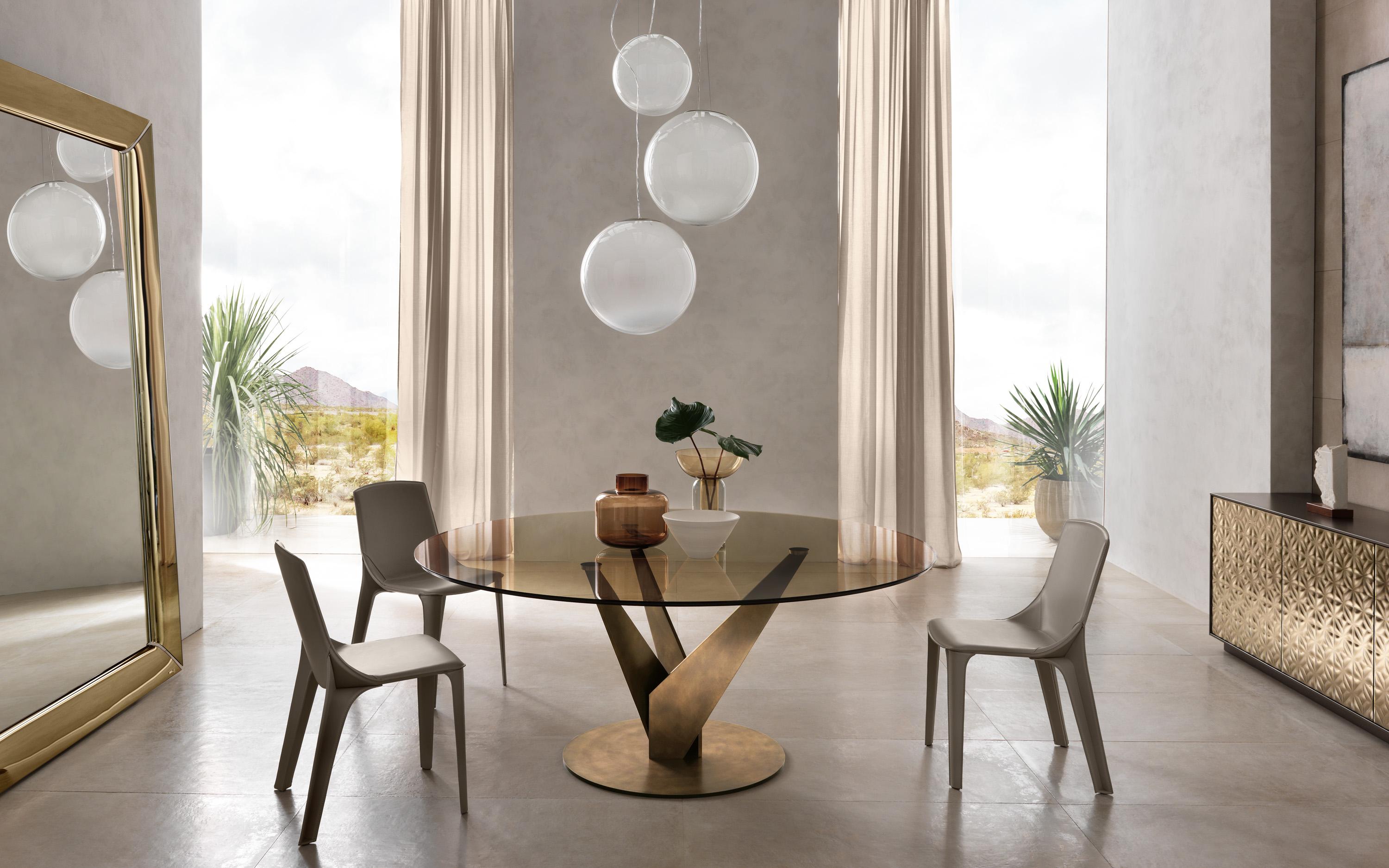 Modern Fiam Italia Epsylon  Round Bronze Glass Table  by Fabio Di Bartolomei For Sale