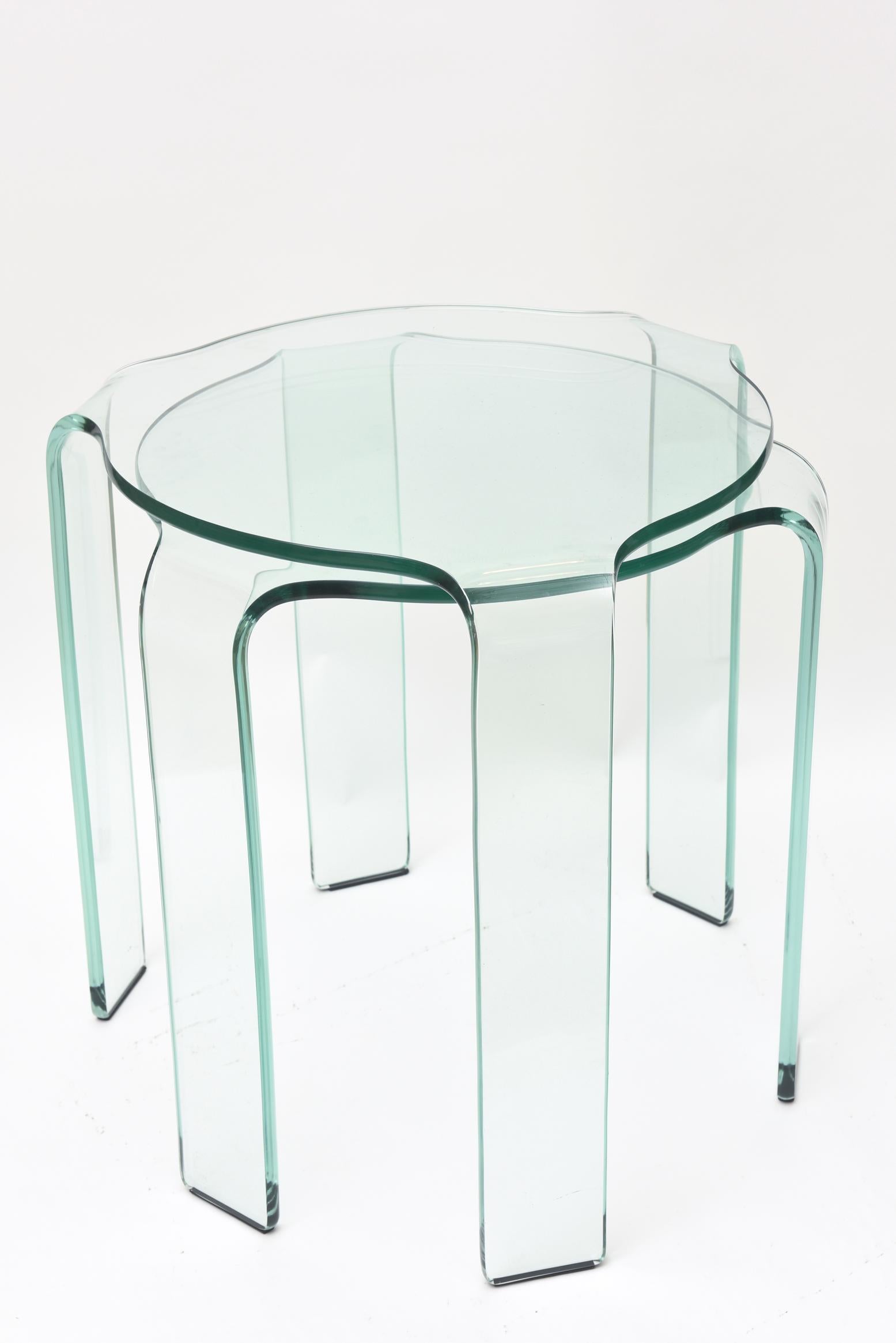 Modern Fiam Glass Nesting Tables Set of Three
