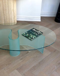 Fiam-Inspired Biomorphic Tempered Glass Coffee Table