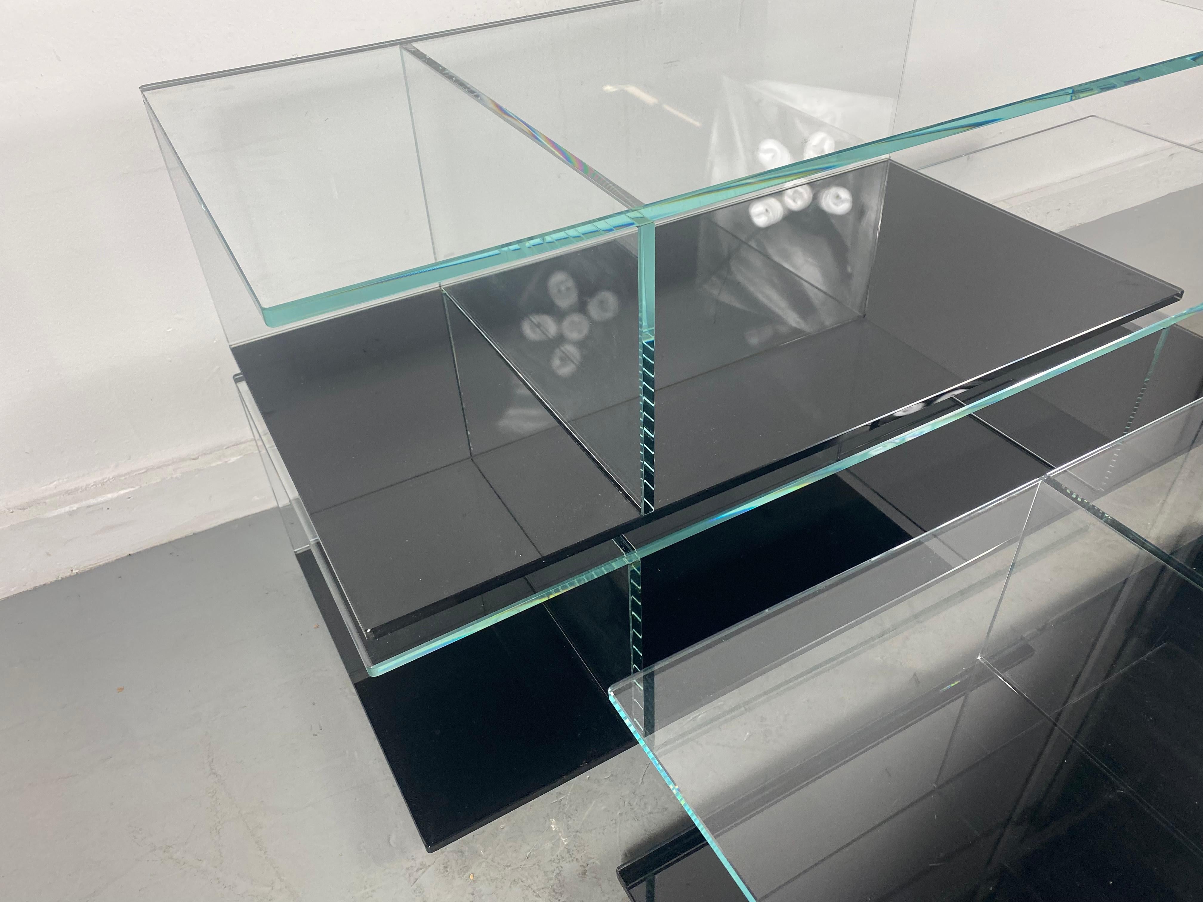 Futurist Fiam, Italia 3-Segment Coffee Table /Black Glass by Matteo Nunziati