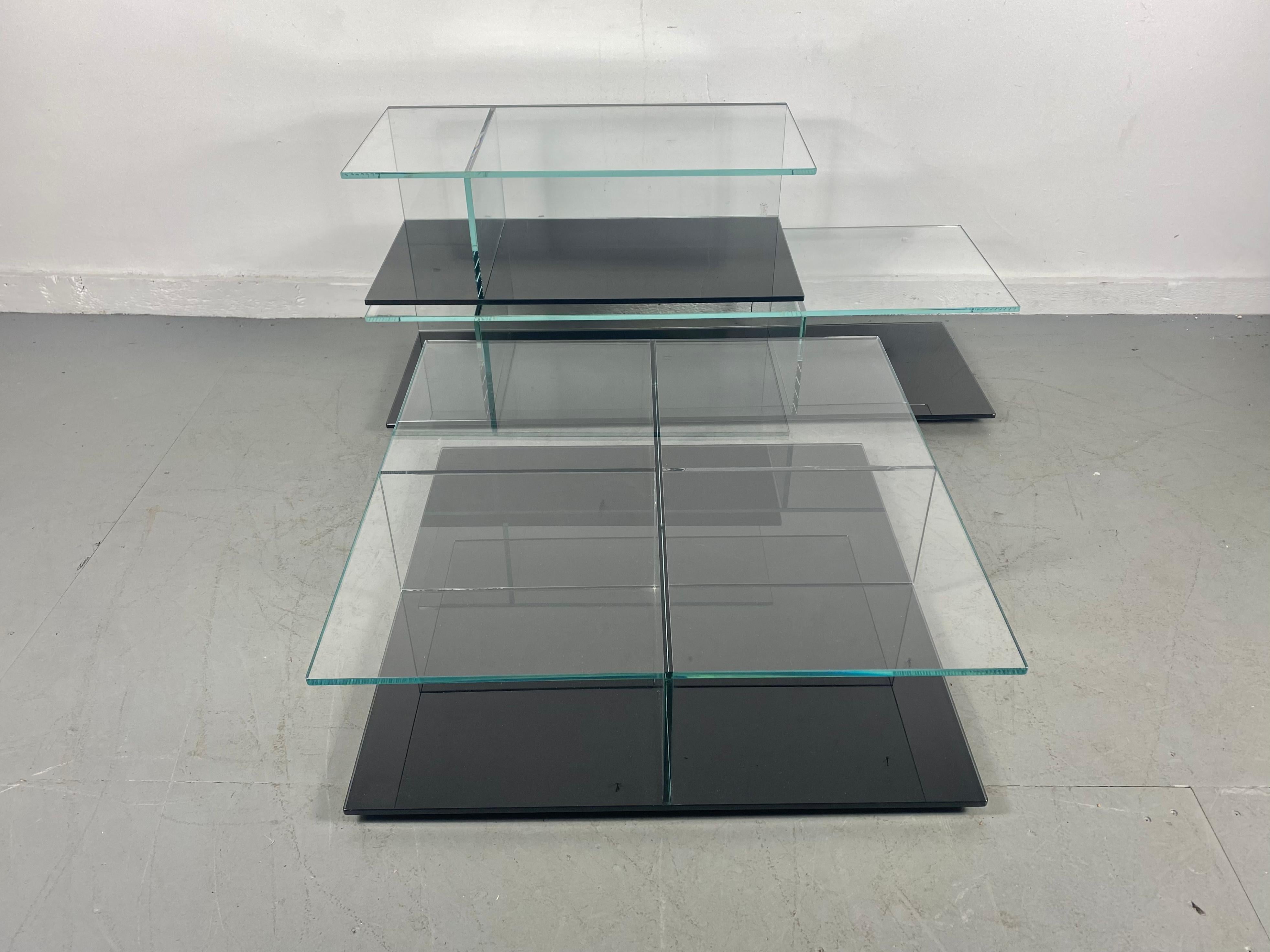 Fiam, Italia 3-Segment Coffee Table /Black Glass by Matteo Nunziati In Good Condition In Buffalo, NY