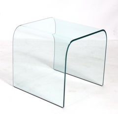 FIAM Italia Geschwungener Glasabschlusstisch Couchtisch Mid Century circa 1980s