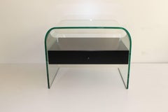 Mid-Century Fiam Italia Curved Glass Nightstand, circa 1980