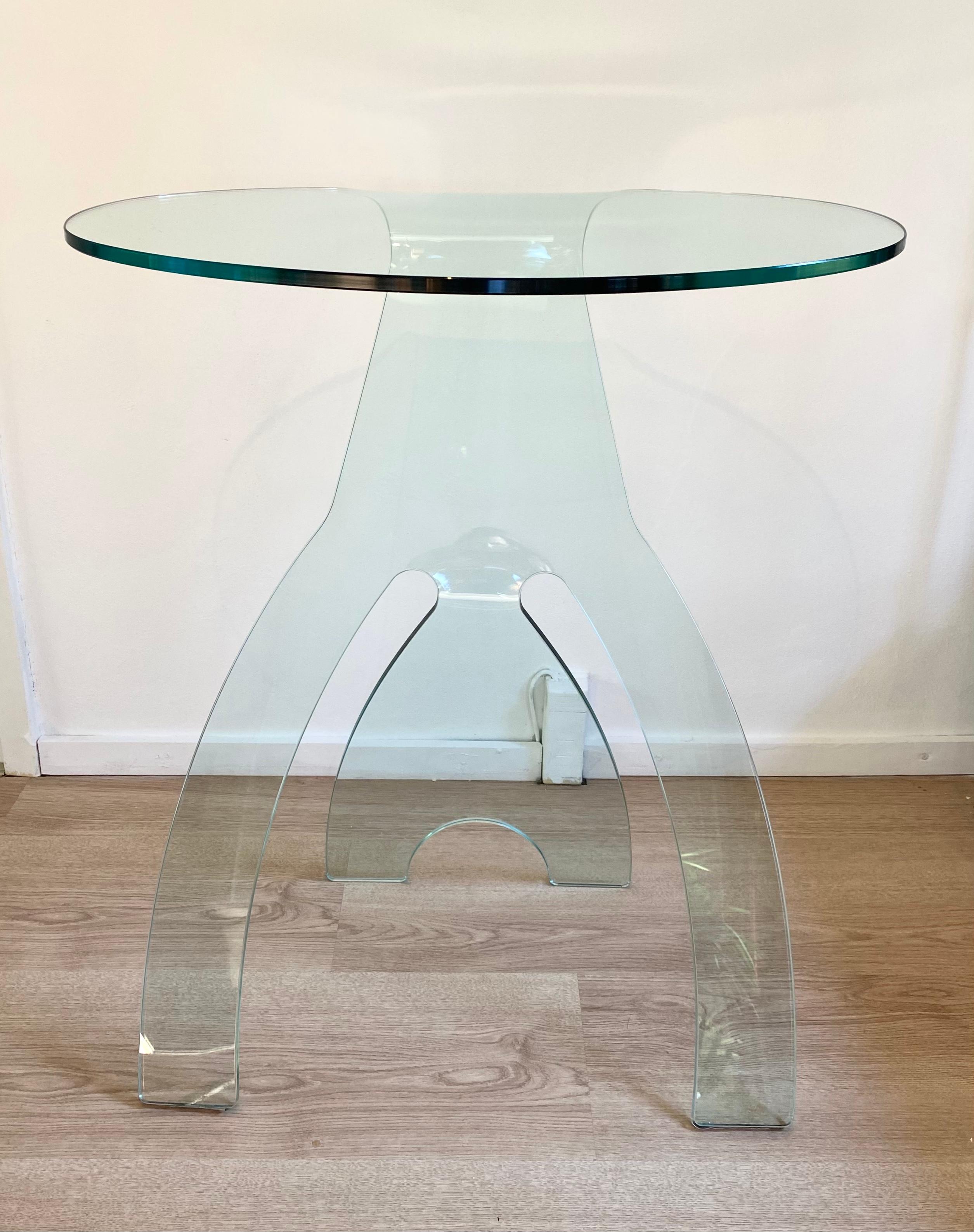 Post-Modern FIAM Italia Glass Side Table ‘Grillo’ by Vittorio Livi, ca. 1980s For Sale