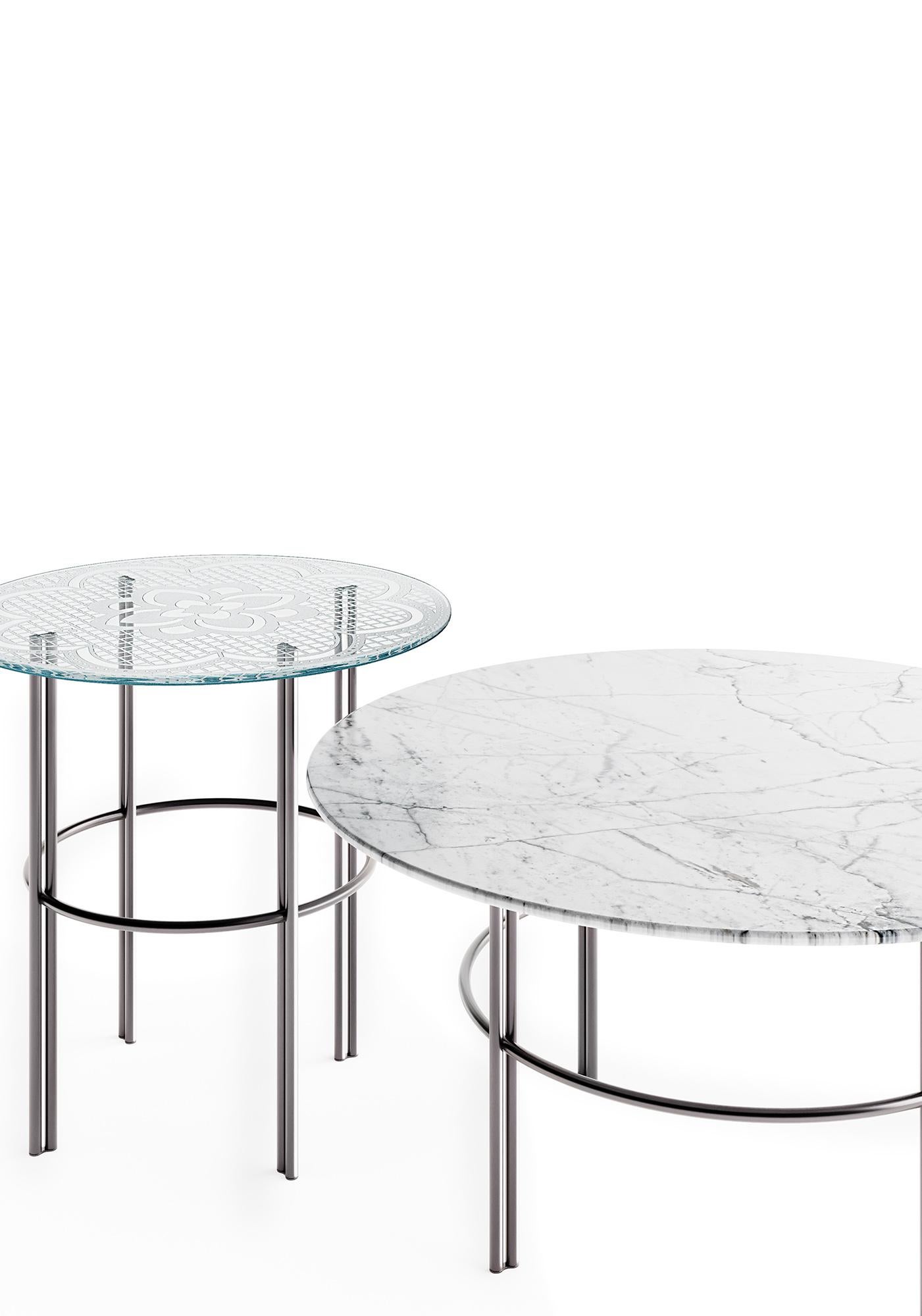 Contemporary Fiam Italia Set of Three Cristaline Glass Coffee Tables by Marcel Wanders Studio For Sale