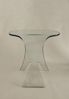 FIAM Italia "Grillo" coffee table by Vittorio Livi, curved crystal, Italy, 1980