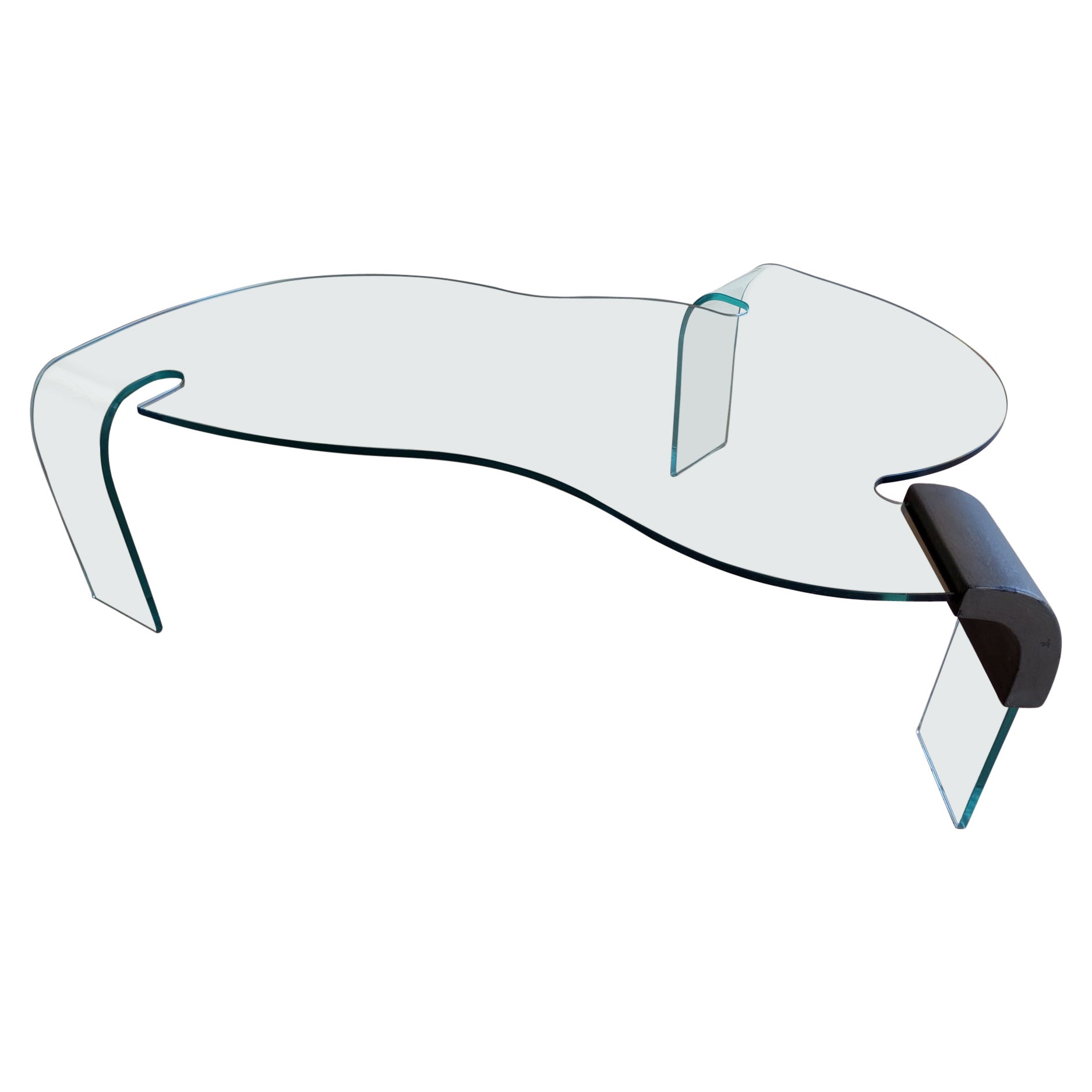 FIAM Italia tavolino scultoreo in vetro curvato, anni 
80 en venta