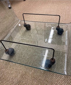 Fiam Italy Midcentury Glass Rolling Barcart Drybar Dry Bar Cart Italia