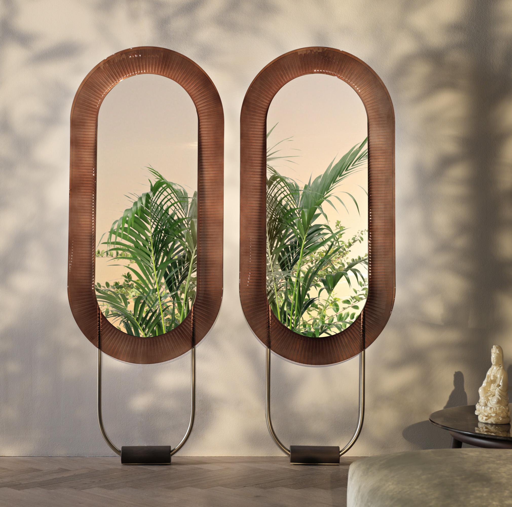 Contemporary Fiam Italia Kathleen  Round Mirror with Metal Frame by Davide Oppizzi For Sale