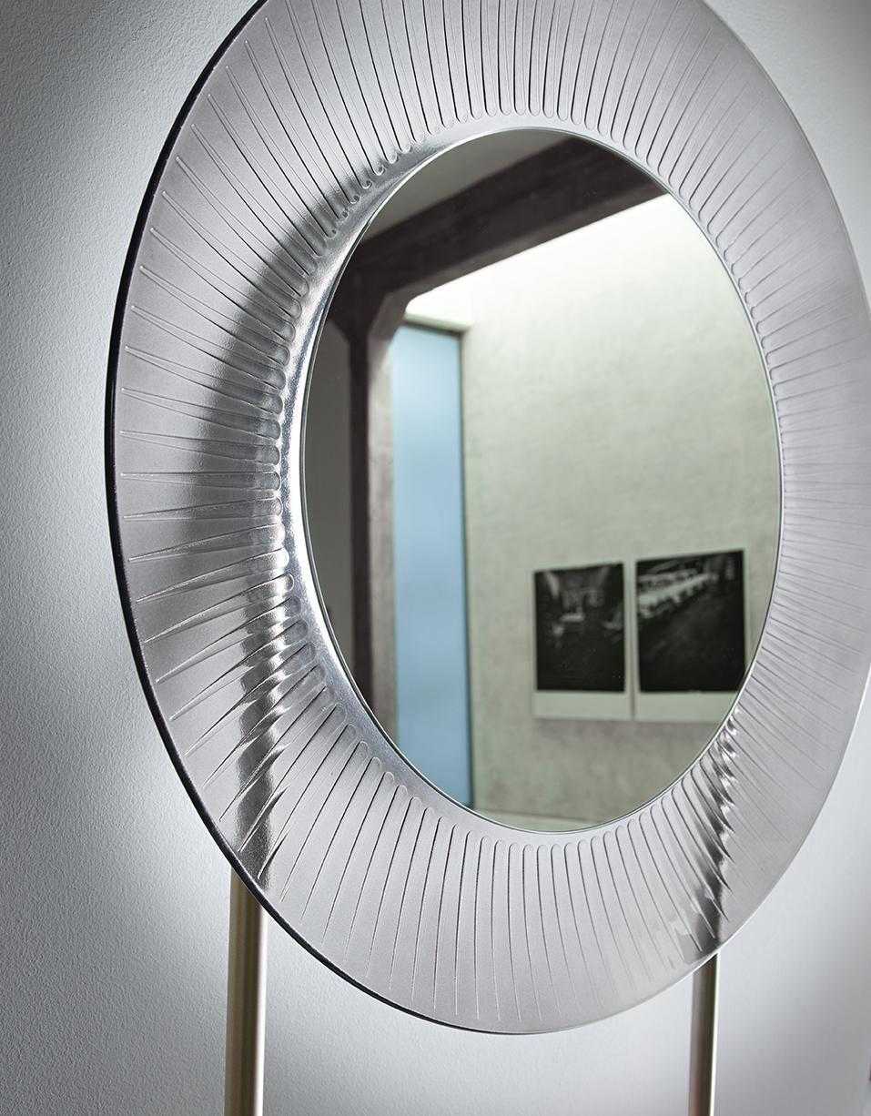 Glass Fiam Italia Kathleen  Round Mirror with Metal Frame by Davide Oppizzi For Sale