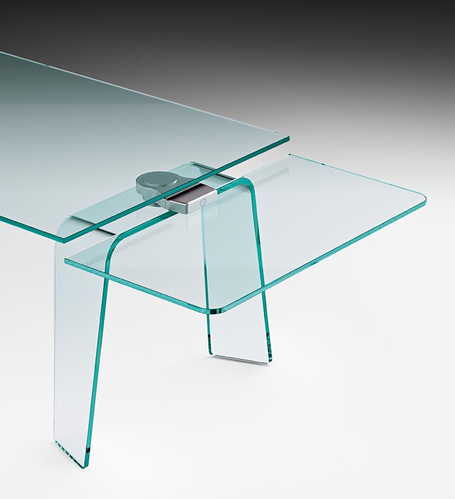 Italian Fiam Kayo KY/1610 Extendible Table in Tempered Glass, by Satyendra Pakhalé For Sale