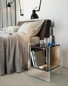 Fiam Magique Cubo MQC/3834 Bedside Table with Cube in Glass, by Studio Klass