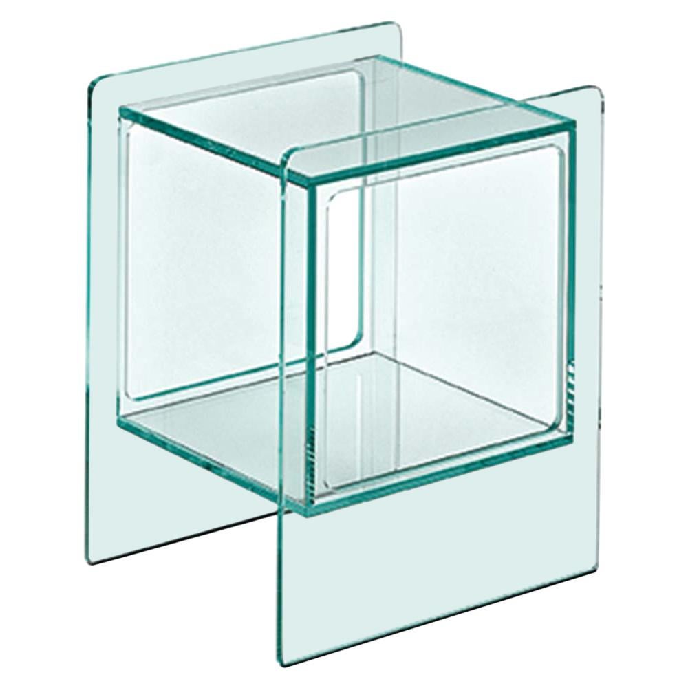 Fiam Magique Cubo MQC/3834 Bedside Table with Cube in Glass, by Studio Klass