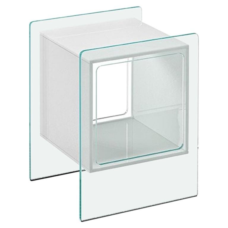 Fiam Magique Cubo MQC/3834XB Bedside Table in Glass with Cube, by Studio Klass