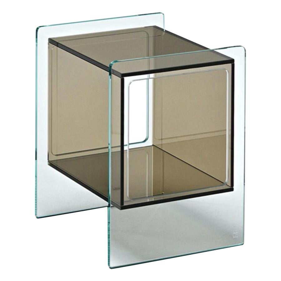 Fiam Magique Cubo MQC/3834XBR Bedside Table in Glass by Studio Klass For Sale