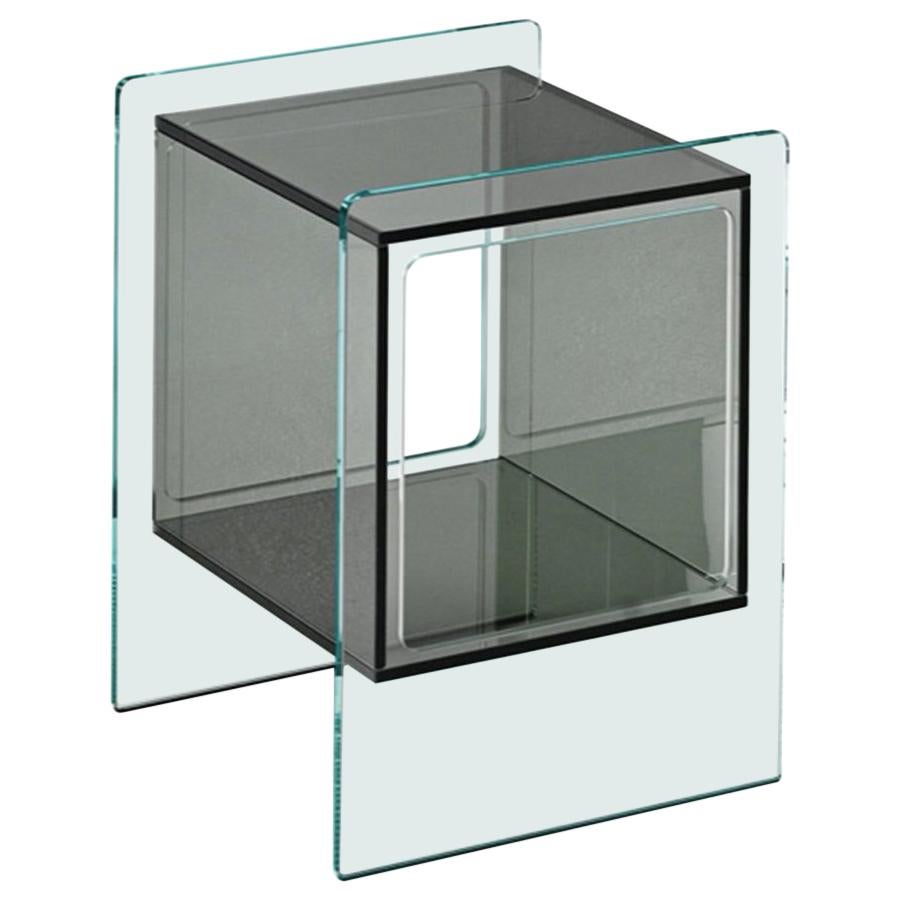 Fiam Magique Cubo MQC/3834XG Bedside Table in Glass with Cube, by Studio Klass