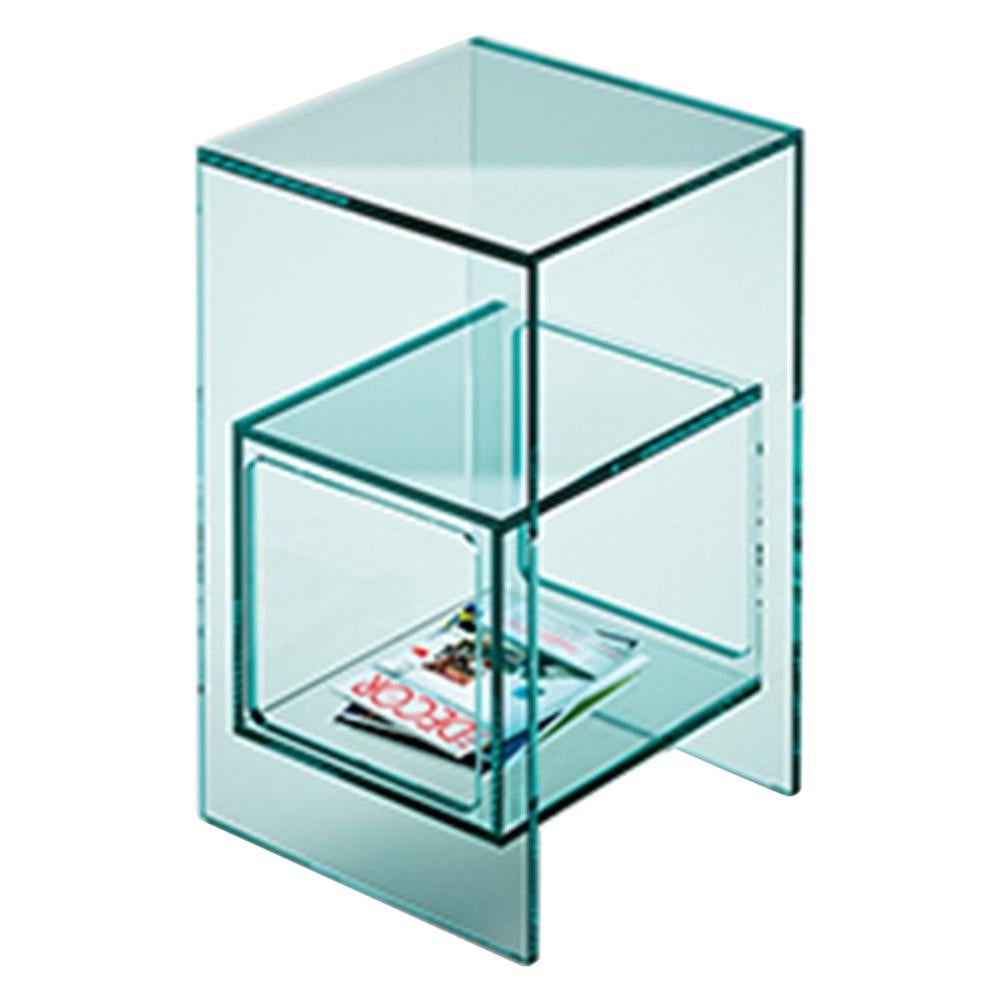 Fiam Magique MQ/32 Coffee Table with Cube in Transparent Glass, by Studio Klass
