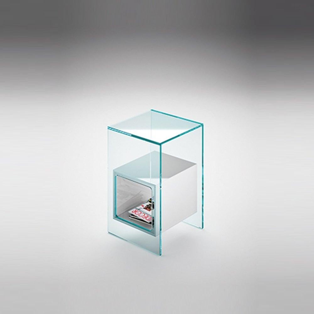 italien Table basse Fiam Magique MQ/32XB en verre avec cube blanc opalin:: par Studio Klass en vente
