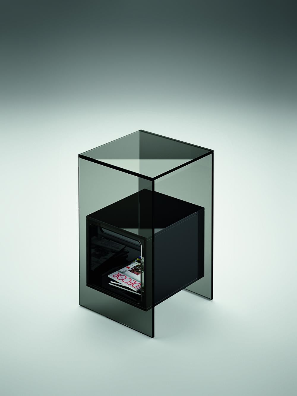 Verre Table basse Fiam Magique MQ/32XB en verre avec cube blanc opalin:: par Studio Klass en vente