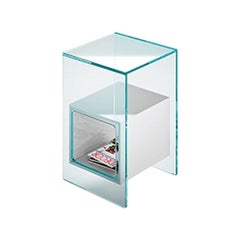 Tavolino da caffè Fiam Magique MQ/32XB in vetro con cubo bianco opalino, di Studio Klass