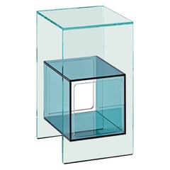 Fiam Magique MQ/32XBL Couchtisch aus Glas mit blauem Würfel, Studio Klass