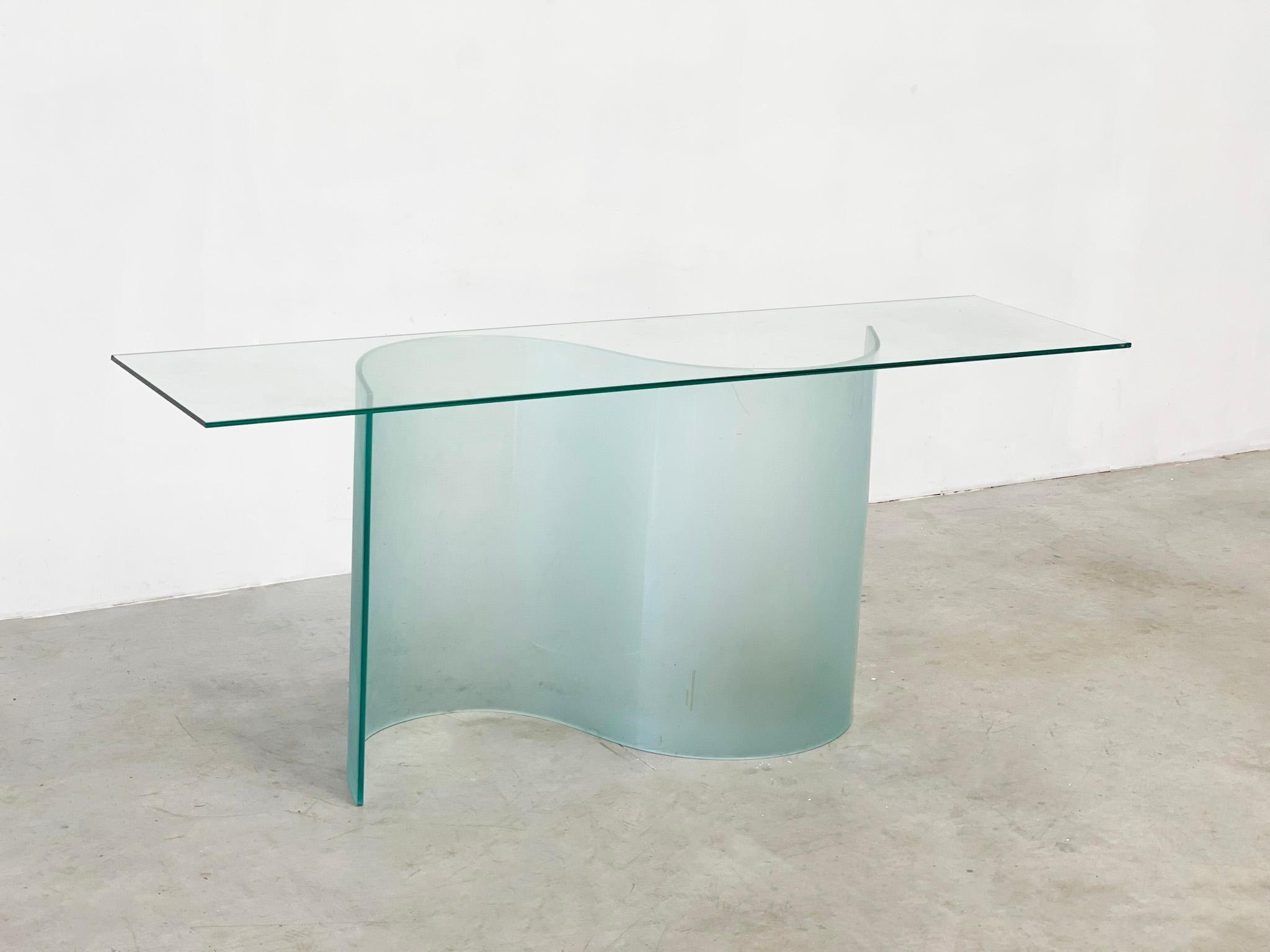 Italian Fiam Marea console table in glass For Sale