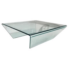 Fiam Minimal Design Tempered Glass Coffee Table Italy, 1980s