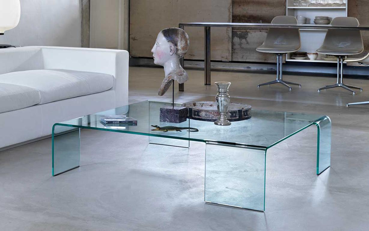 Contemporary Fiam Italia customizable All Glass Neutra Table by Roldfo Dordoni