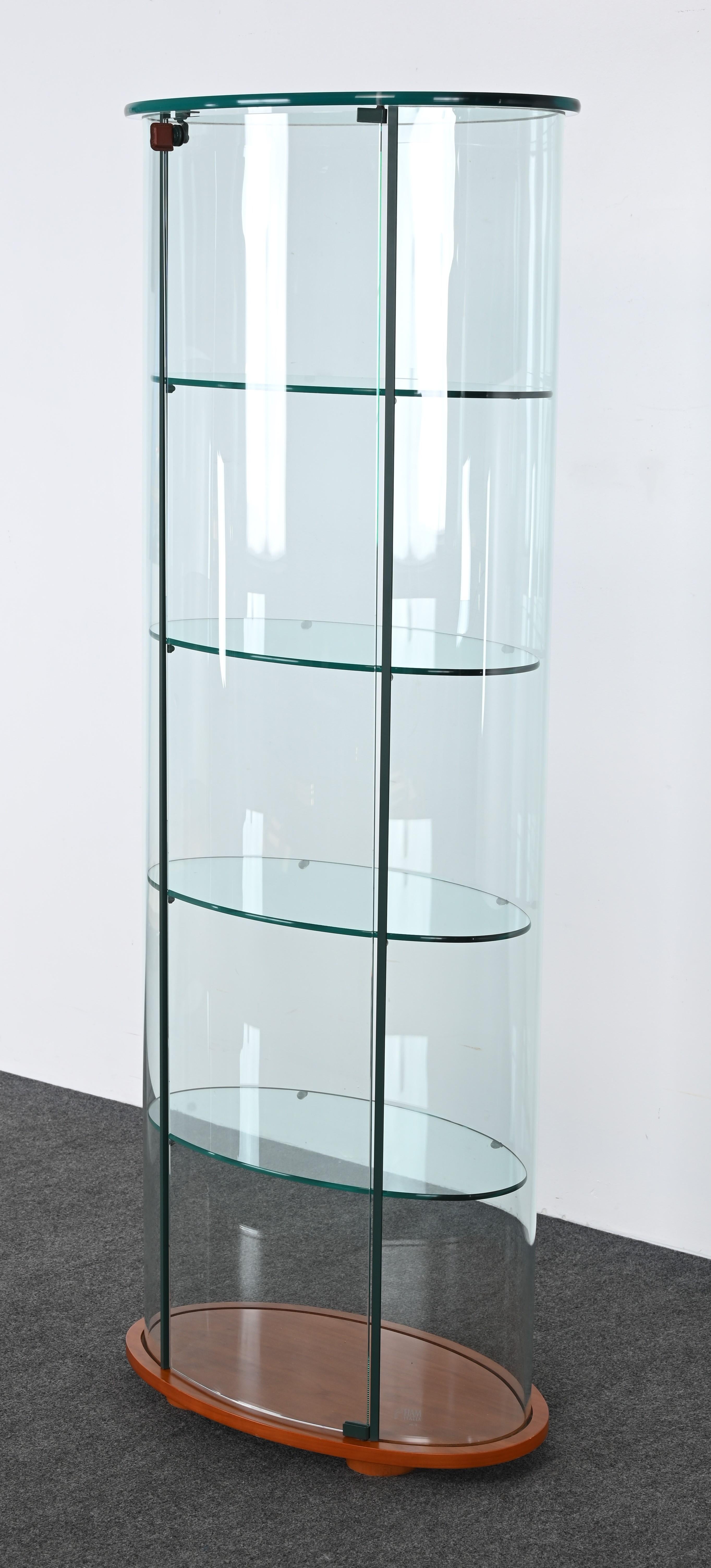 FIAM Palladio-Vitrinenschrank mit geschwungenem Glas, 1980er Jahre (Moderne)