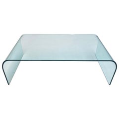 Fiam Ponte 0120 Coffee Table in Thick Curved Glass, by Angelo Cortesi Italy 1980