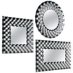 Fiam Pop PP/148 Round Wall Mirror in Fused Glass, by Marcel Wanders