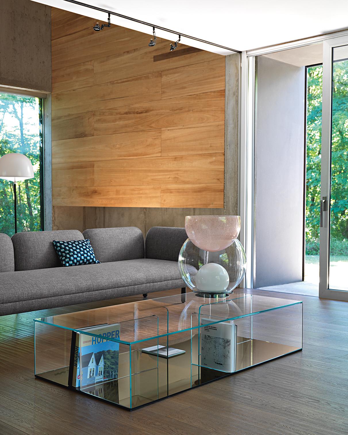 Fiam Italia Table basse Quadra avec base en verre bronze par Matteo Nunziati Neuf - En vente à New York, NY