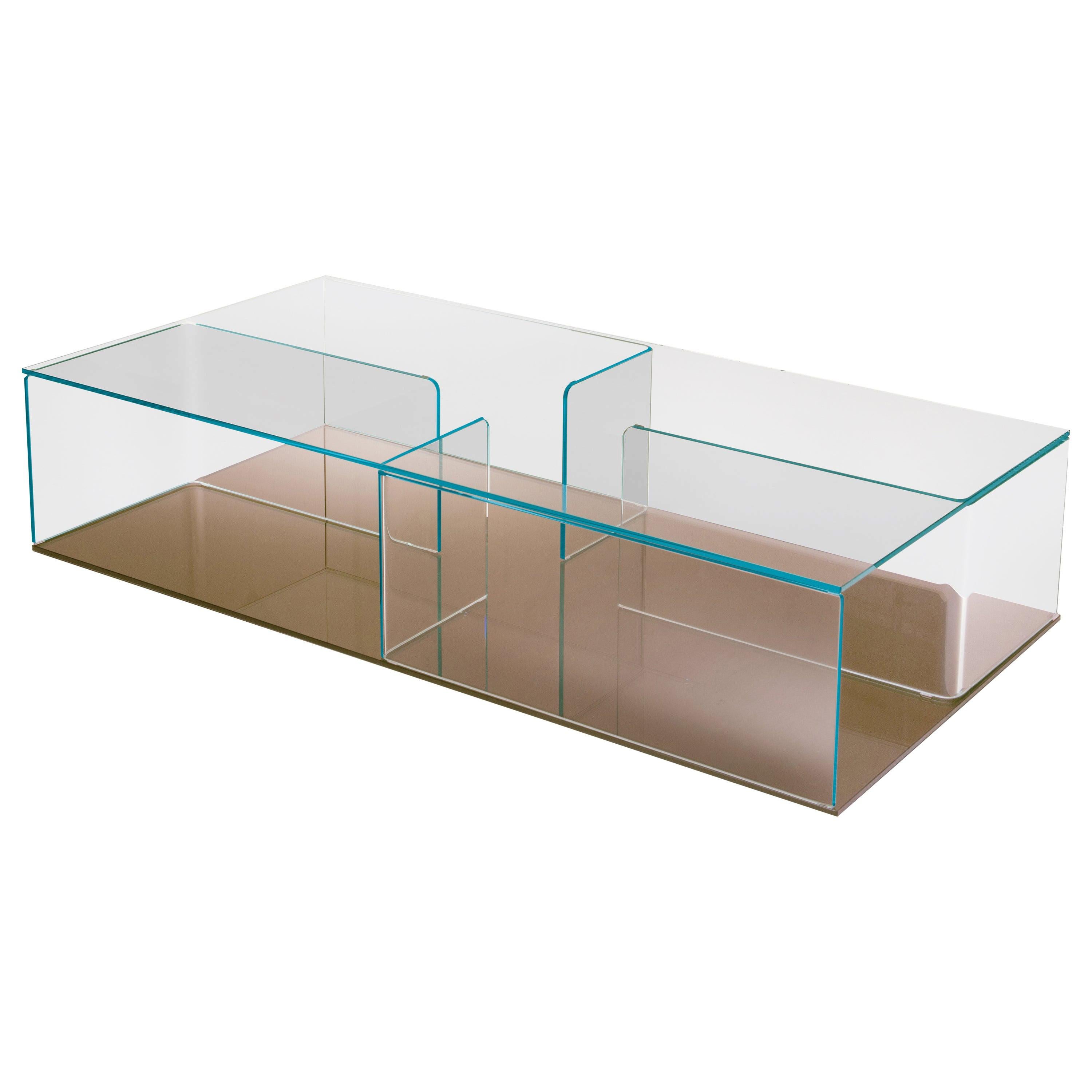 Fiam Italia Quadra Coffee Table with Bronze Glass Base by Matteo Nunziati For Sale