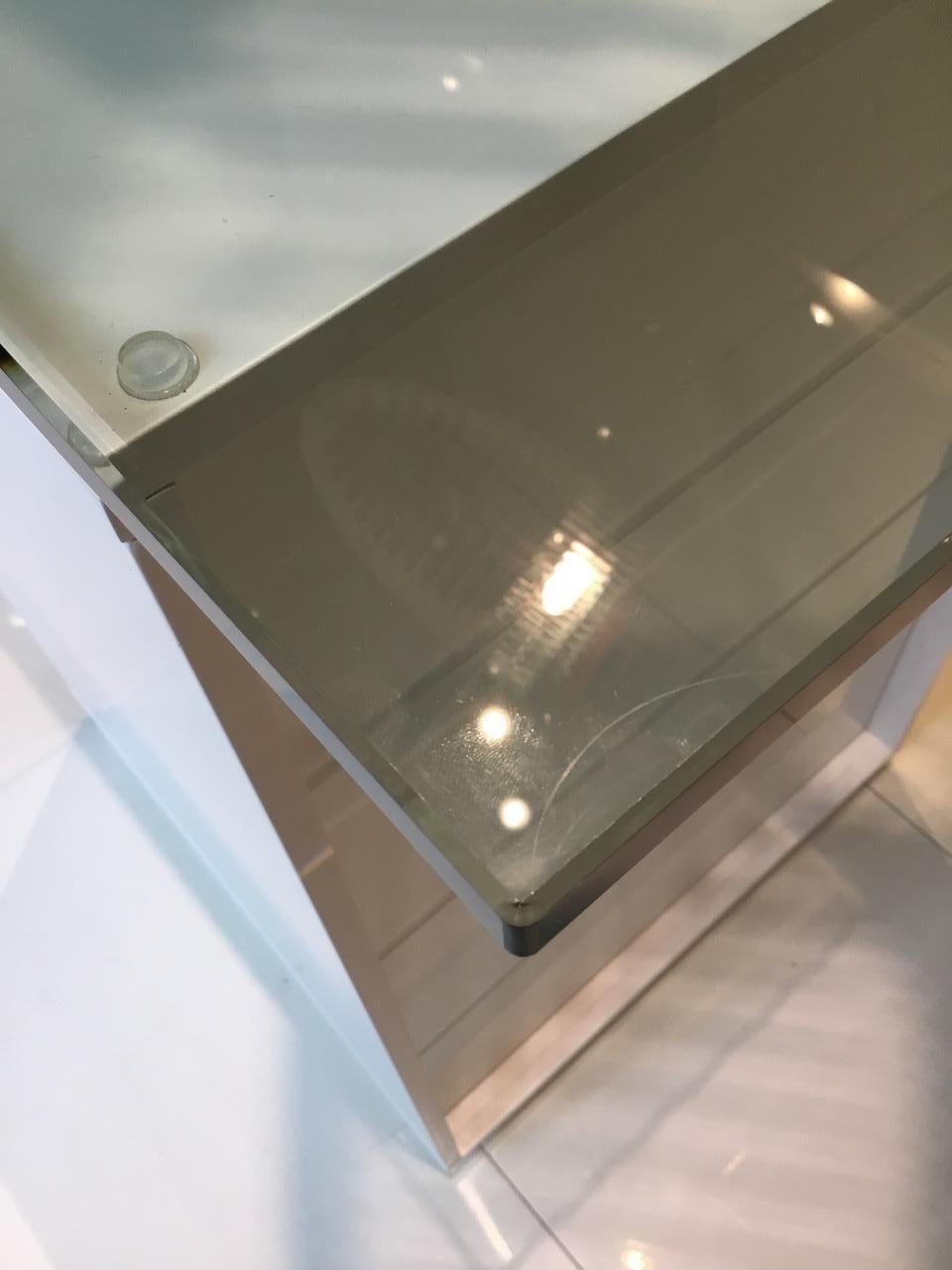Fiam Rialto L Monolithic Glass Desk with Storage Drawer Unit In Good Condition In Chicago, IL