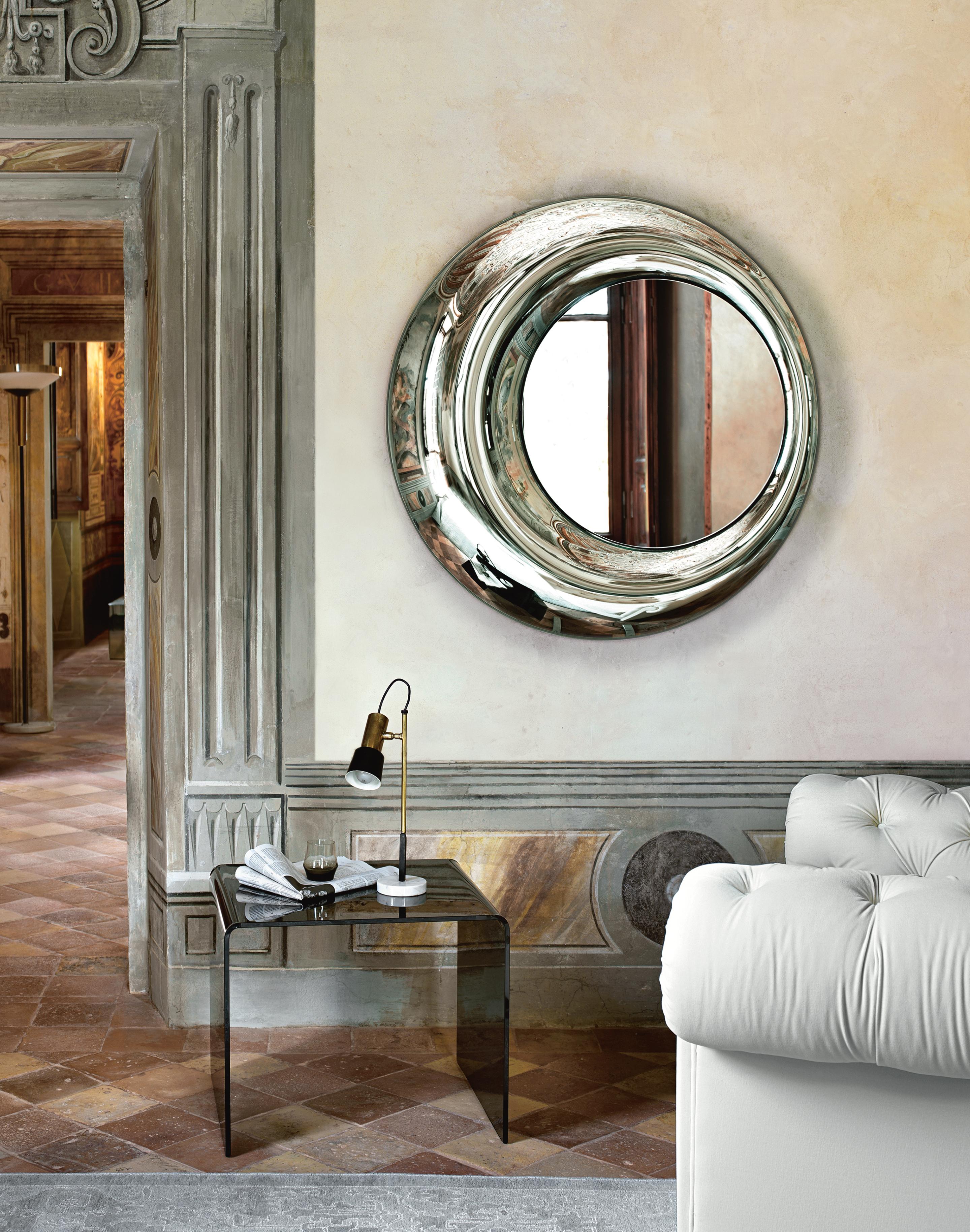 Modern Fiam Italia Rosy Round Wall Mirror by Doriana E Massimiliano Fuksas For Sale