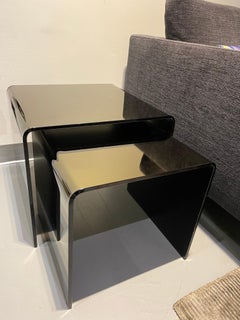 Fiam Set of Two Rialto Tris Bronze Glass Side Tables