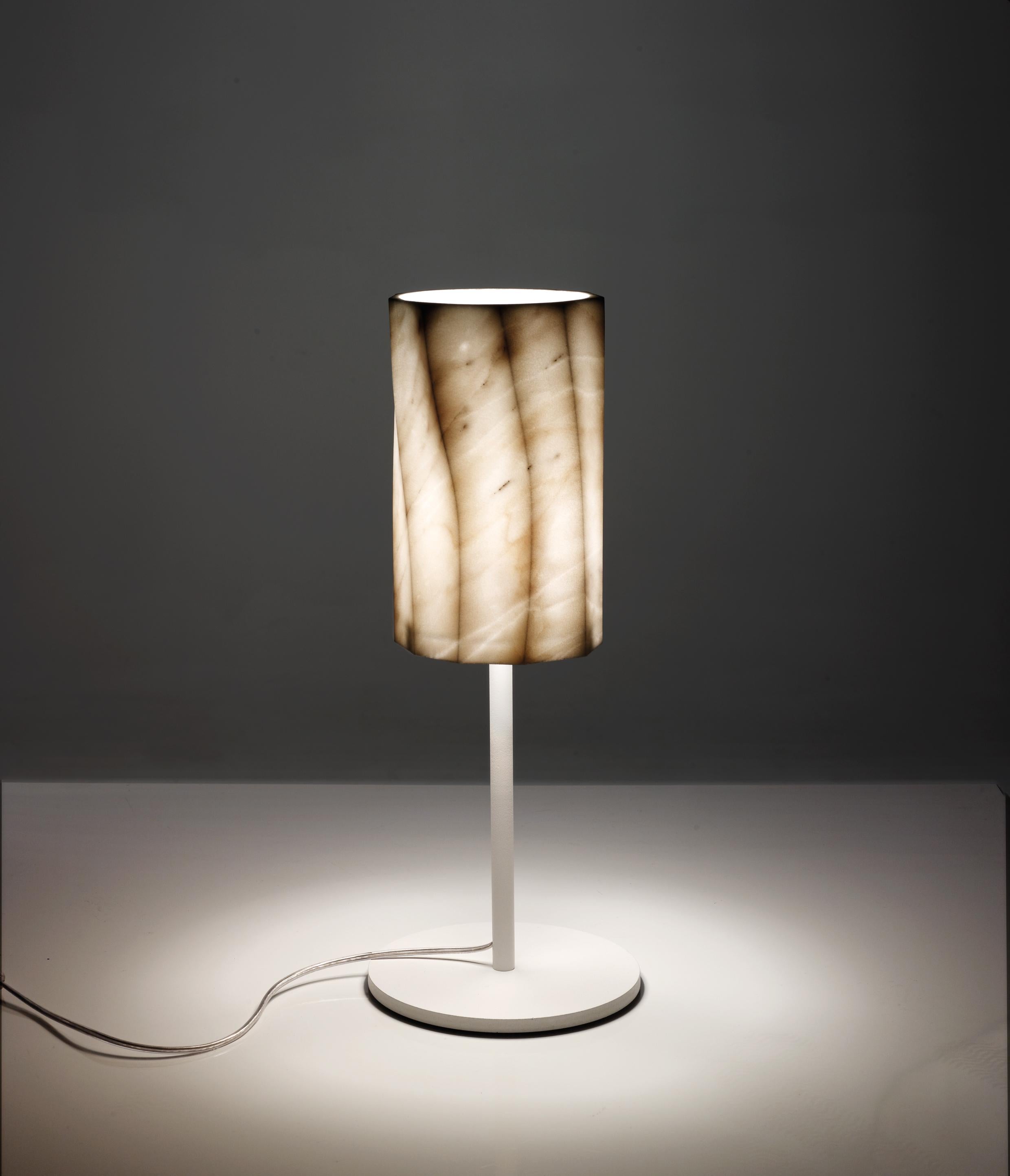 Italian Fiamma Marble Table Lamp by Marmi Serafini