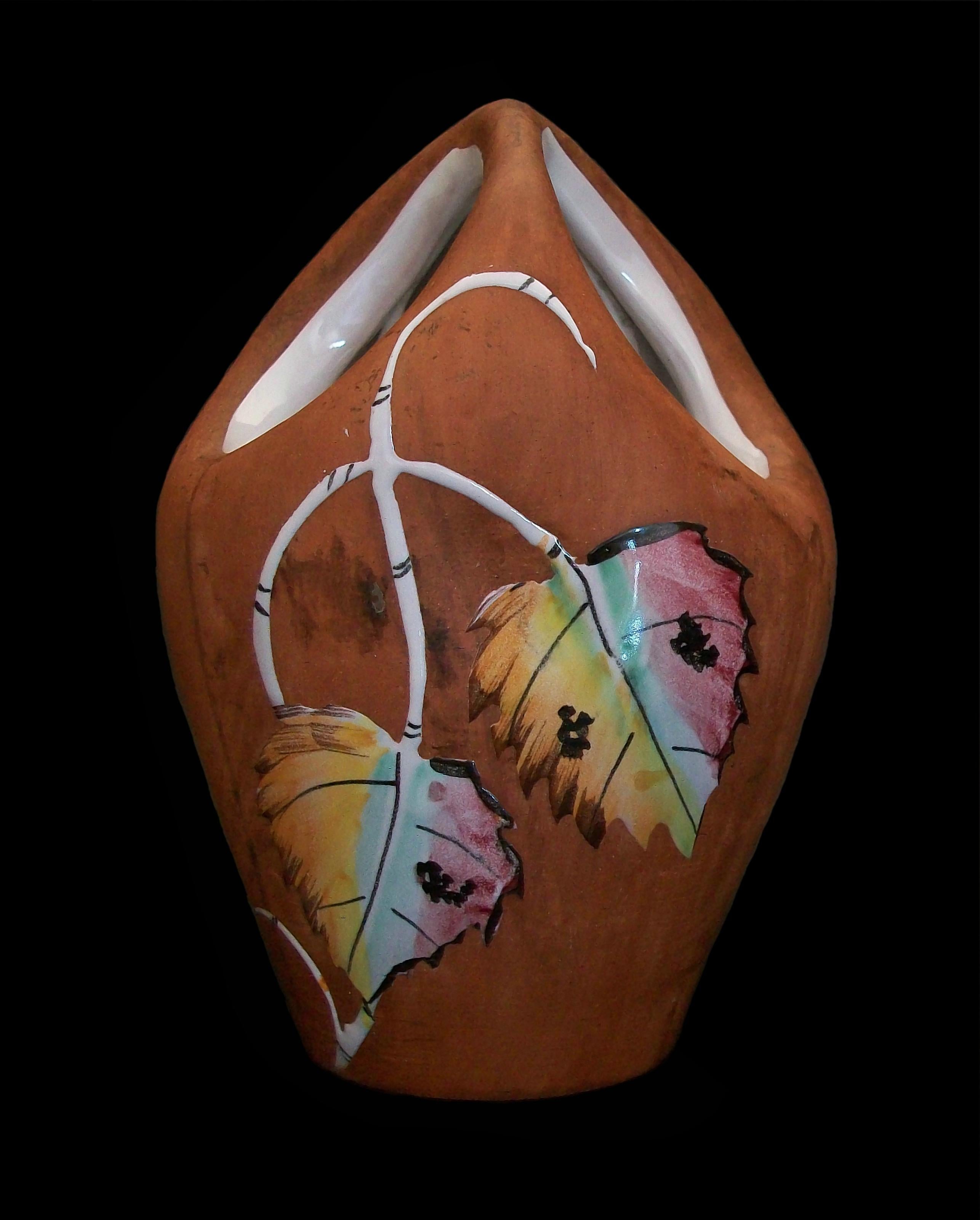 Mid-Century Modern Fiamma Roma, Ferruccio Palazi, 'Faux Bois' Ceramic Vase, Italy, Circa 1950's For Sale