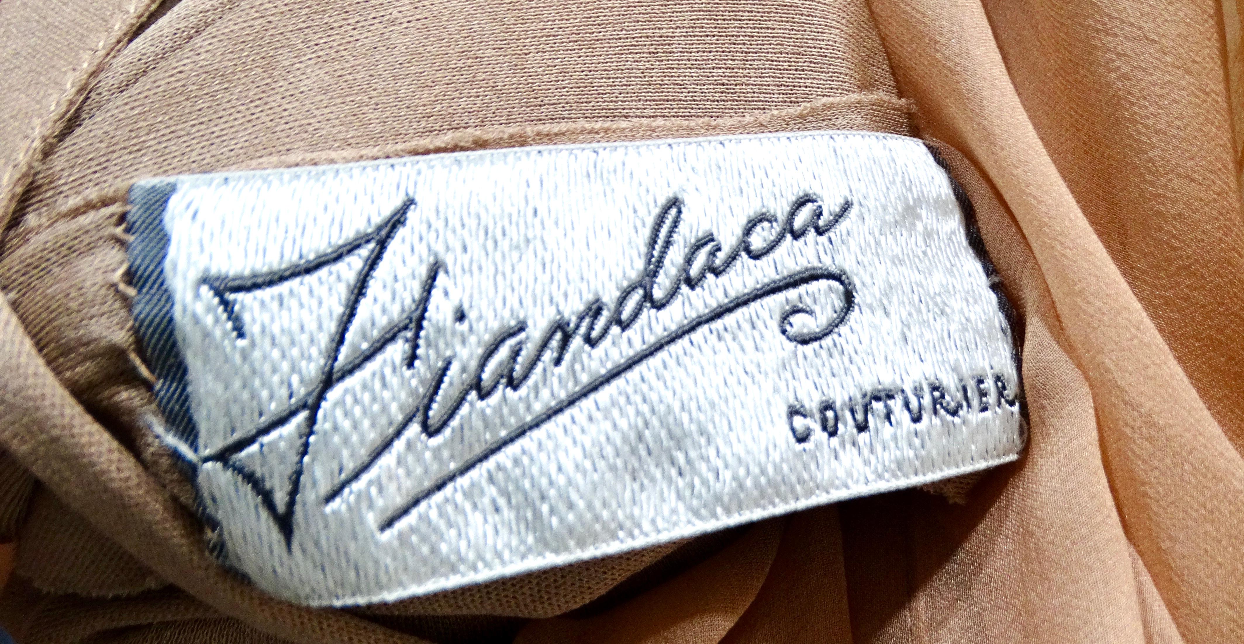 Fiandaca Couture Vintage 1960s Sheer Tan Angel Wing Dress With Slip For Sale 7