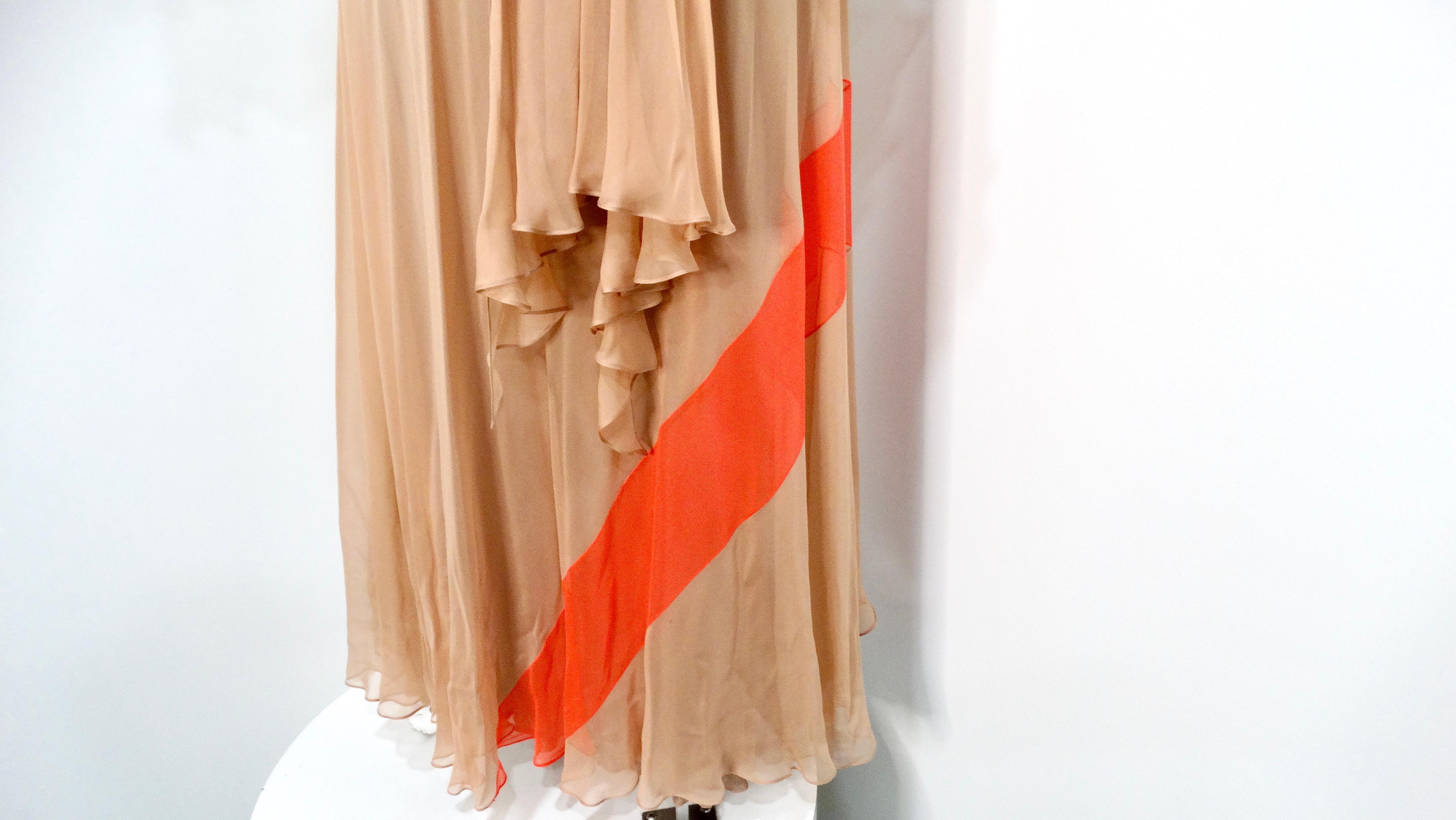 Fiandaca Couture Vintage 1960s Sheer Tan Angel Wing Dress With Slip In Good Condition For Sale In Scottsdale, AZ