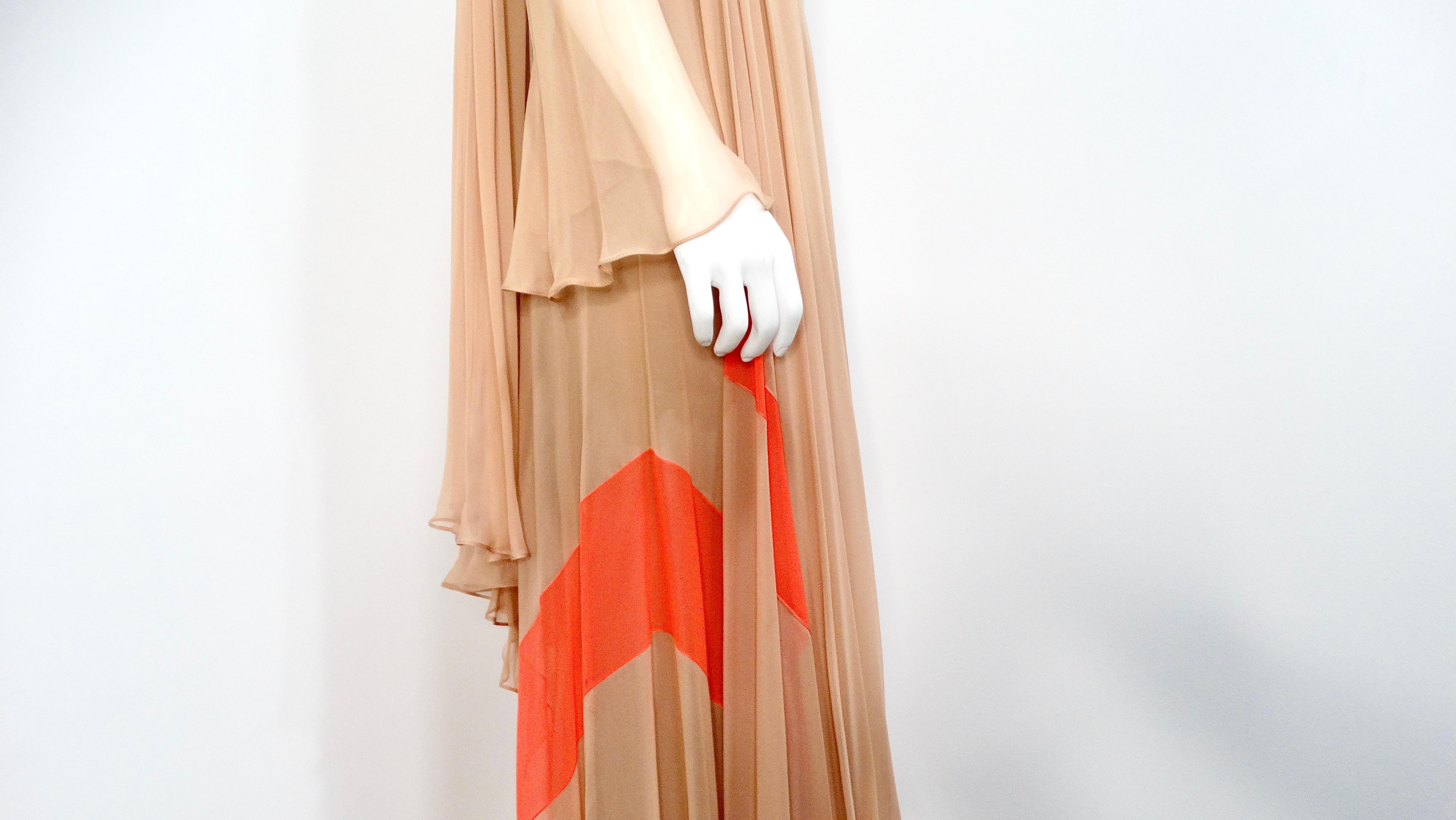 Fiandaca Couture Vintage 1960s Sheer Tan Angel Wing Dress With Slip For Sale 4
