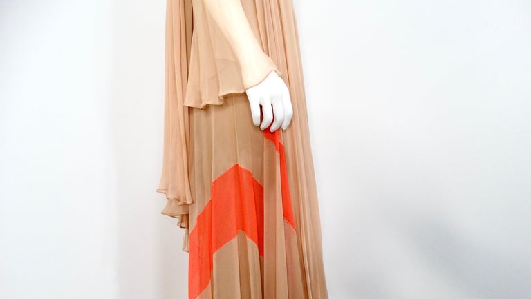Fiandaca Couture Vintage 1960 Sheer Tan Angel Wing Dress Con Slip