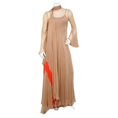 Fiandaca Couture Vintage 1960s Sheer Tan Angel Wing Dress With Slip