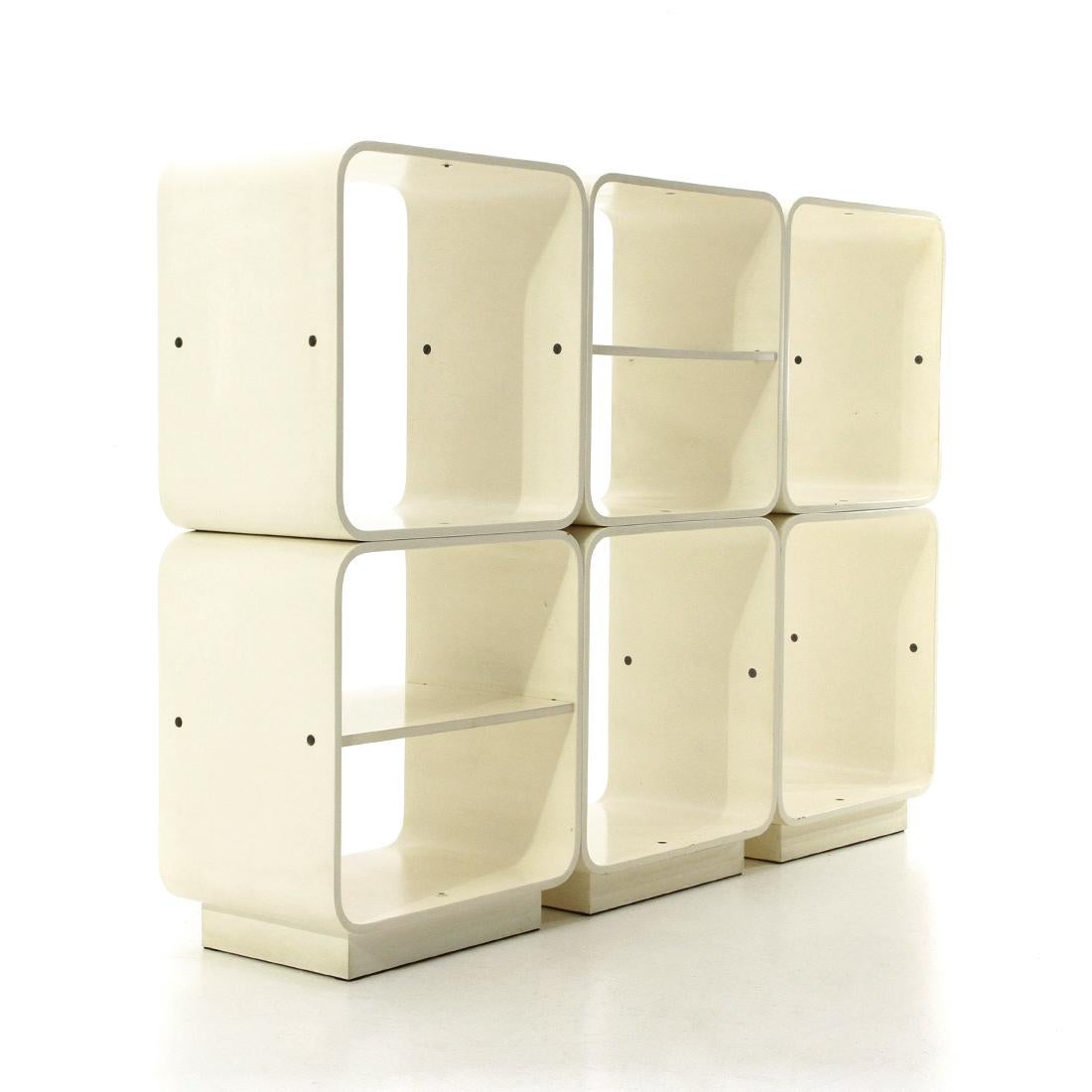 Mid-Century Modern Fiarm White Lacquered Modular Bookcase, 1960s