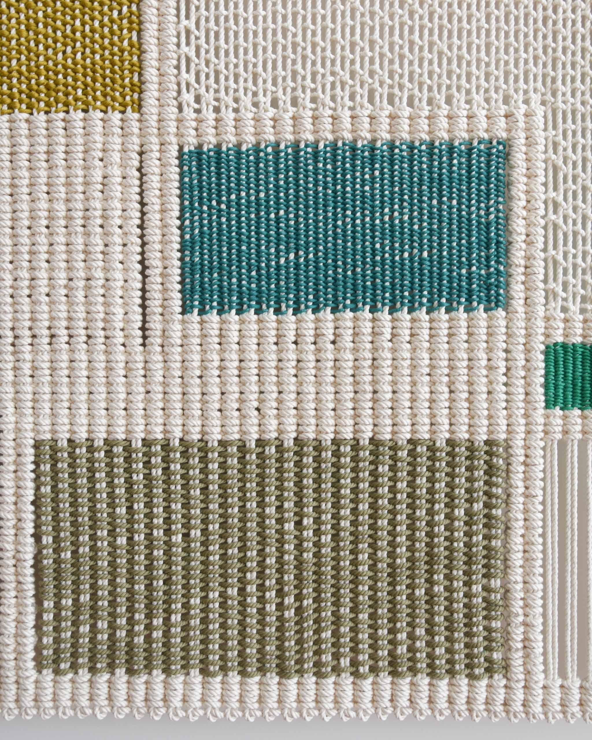 Faserkunst Wandteppich, Makramee, gewebter Wandbehang, CLAMOR COLORIS Tamar Samplonius im Angebot 4