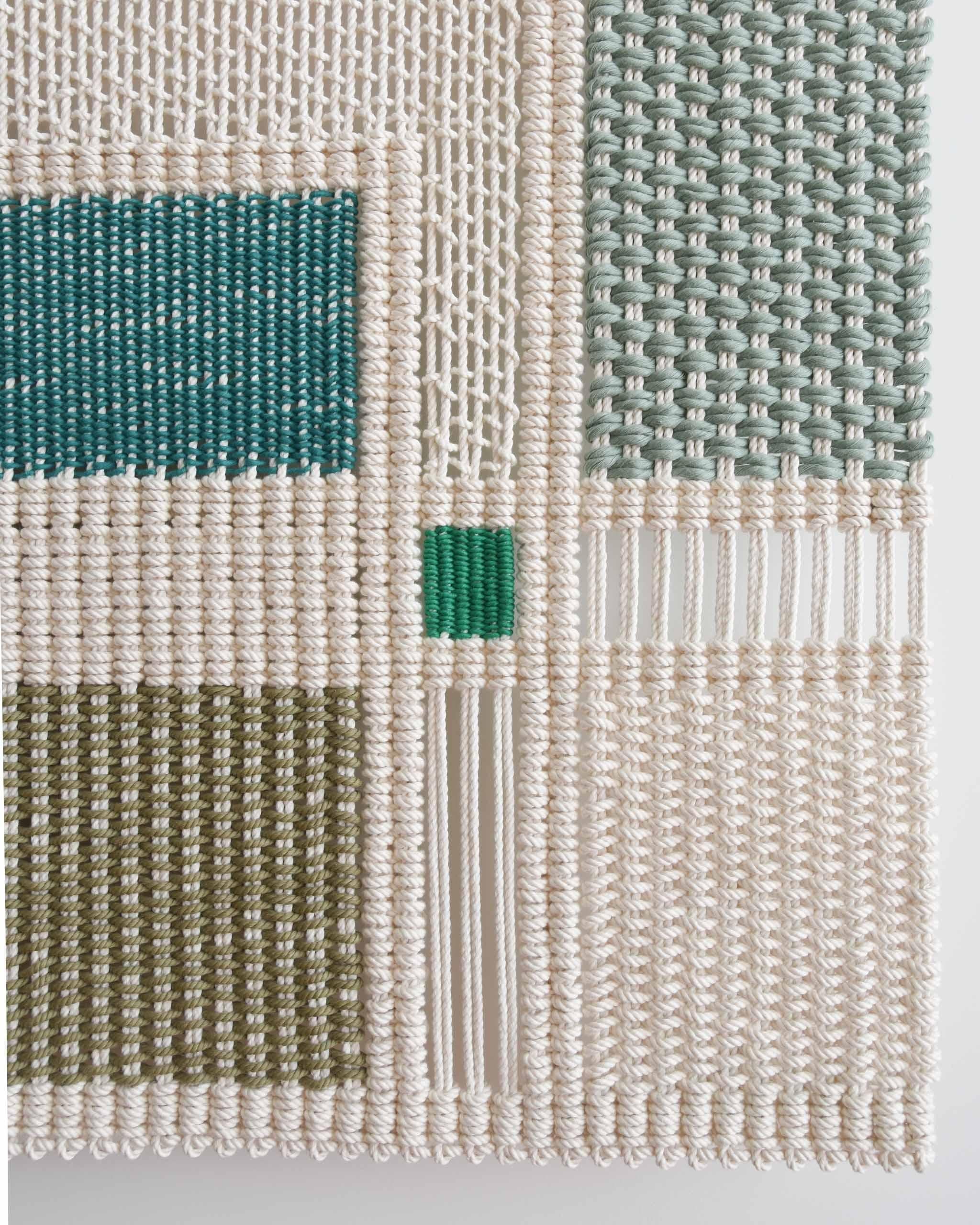 Faserkunst Wandteppich, Makramee, gewebter Wandbehang, CLAMOR COLORIS Tamar Samplonius im Angebot 5