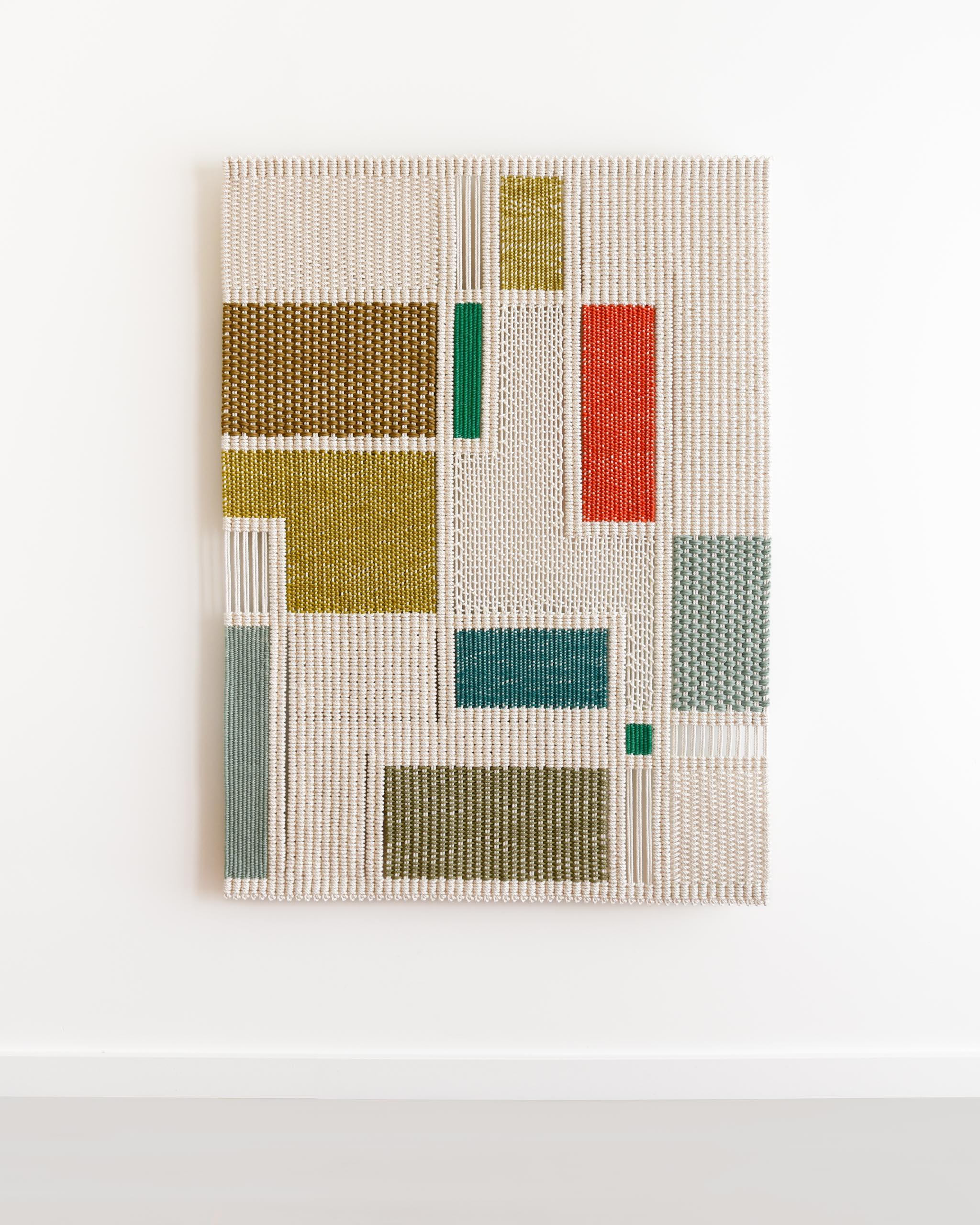 Faserkunst Wandteppich, Makramee, gewebter Wandbehang, CLAMOR COLORIS Tamar Samplonius im Angebot 6