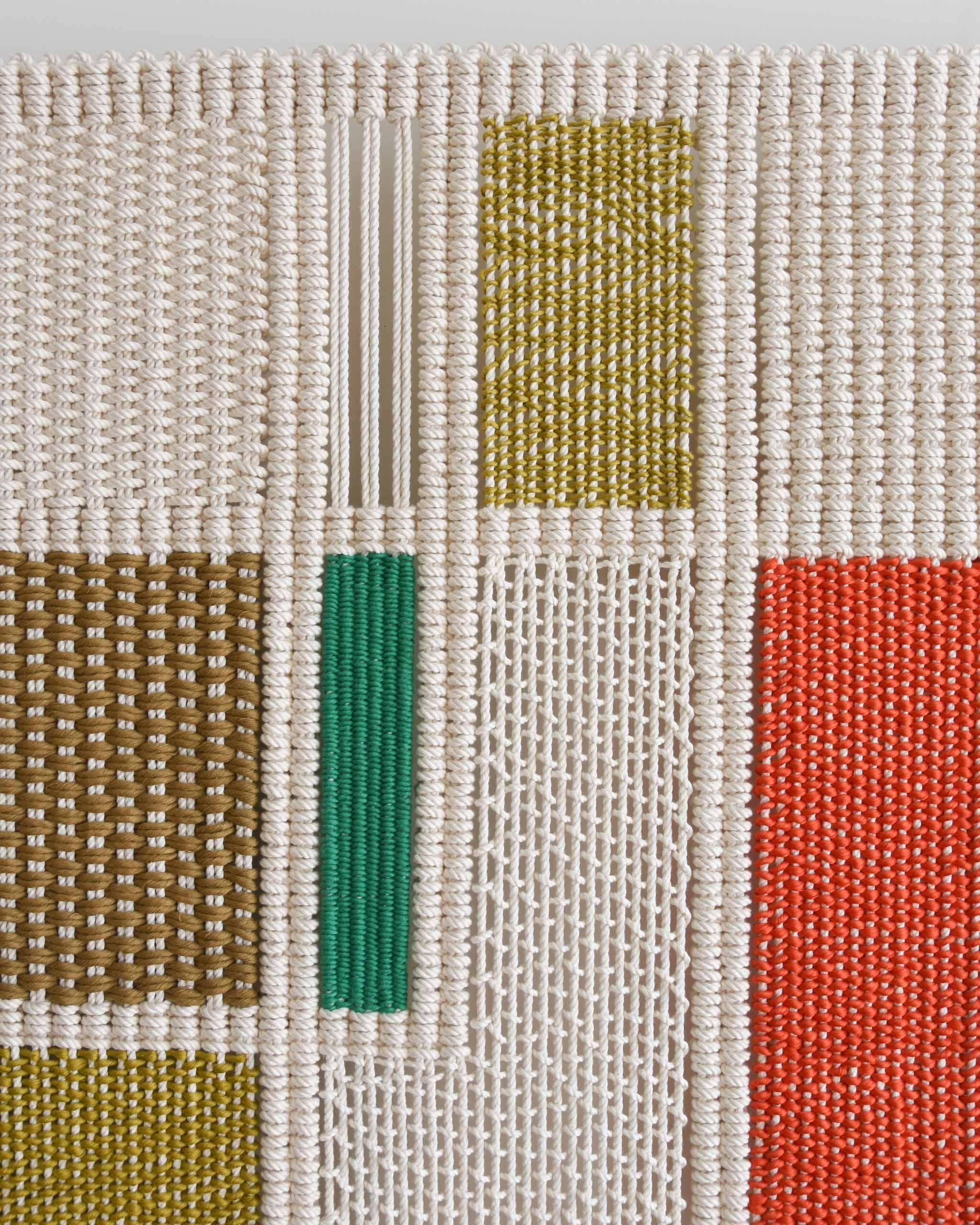 Faserkunst Wandteppich, Makramee, gewebter Wandbehang, CLAMOR COLORIS Tamar Samplonius im Zustand „Neu“ im Angebot in Schagen, NH