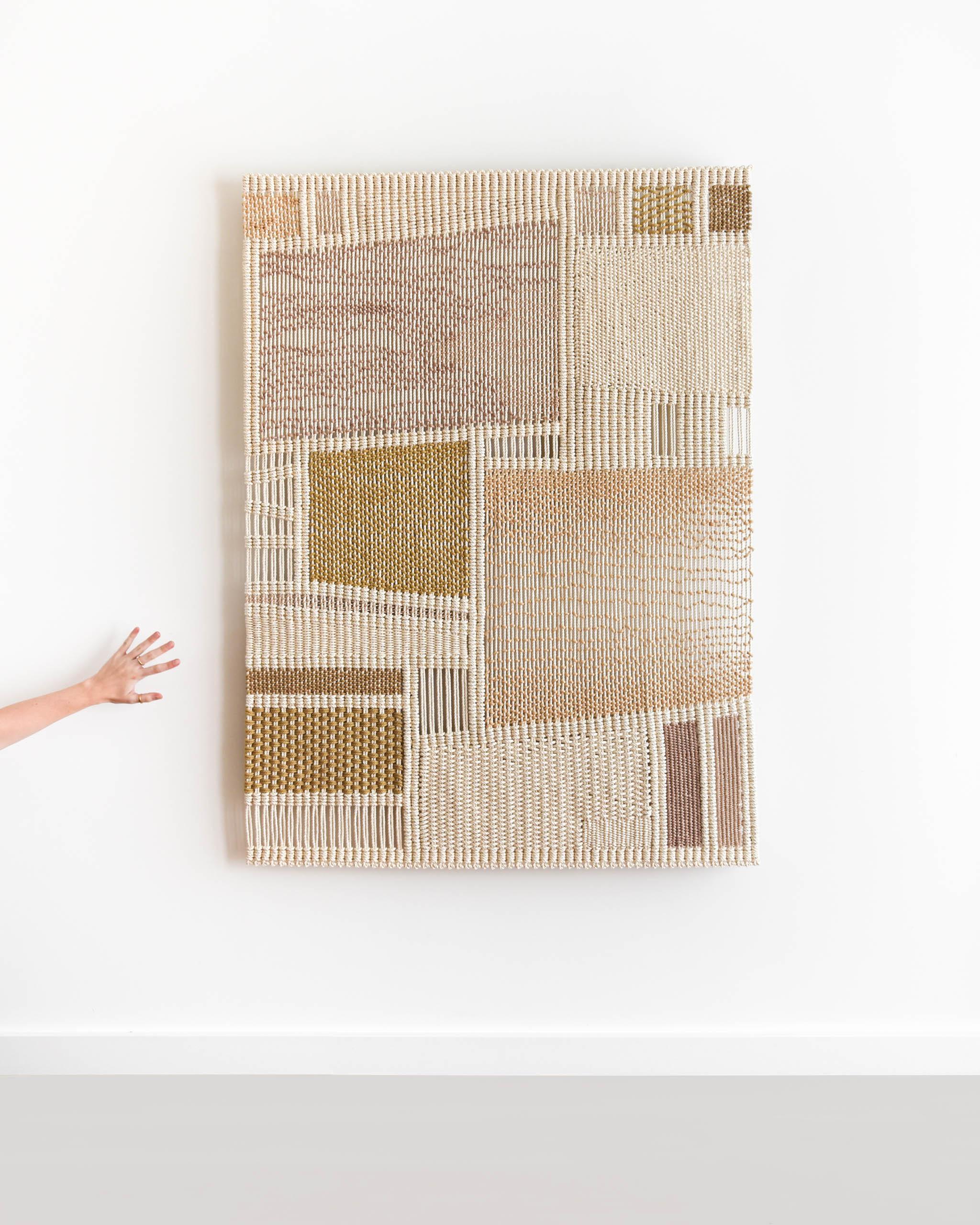 FORMAE is a macrame / woven fiber art tapestry (wall hanging) created by Tamar Samplonius.  
Lead time: 6-7 weeks

'Formae explores the impact of simplicity in both design and structure. The fiber artwork consists of horizontal, vertical, and